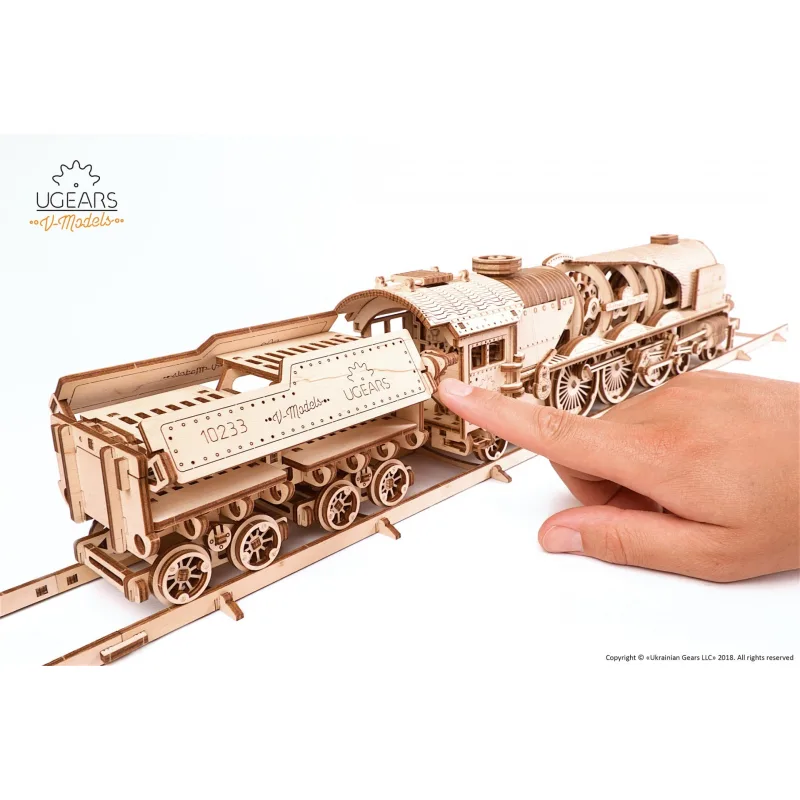 Ugears 3D mechanické puzzle - V-Express parný vlak so súpravou 538 ks