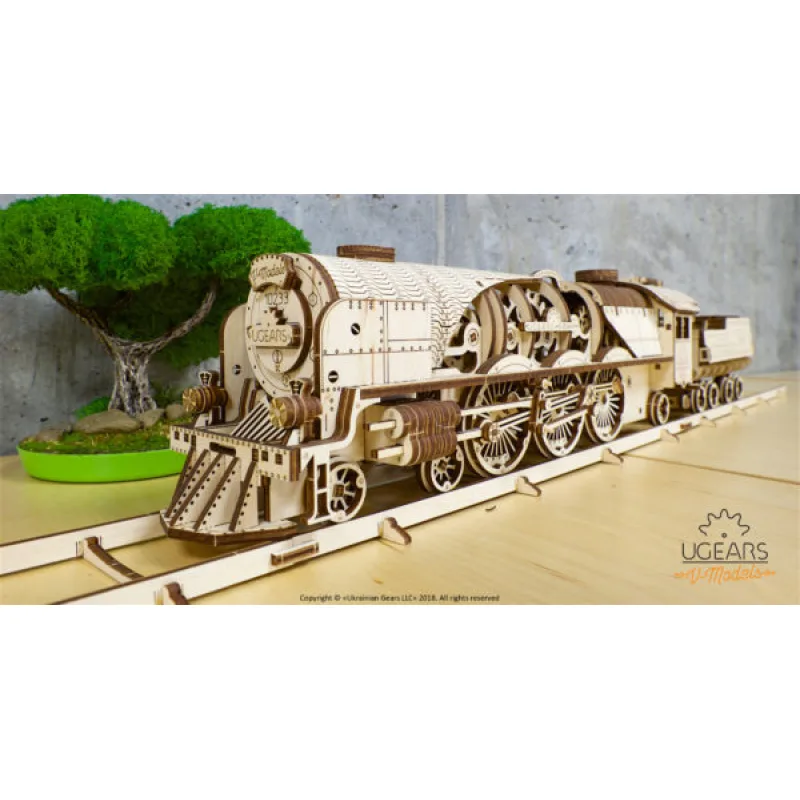 Ugears 3D mechanické puzzle - V-Express parný vlak so súpravou 538 ks