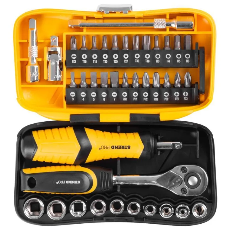Sada náradia Strend Pro WT549, 39 dielna, bity, hlavice a 1/4" račňa