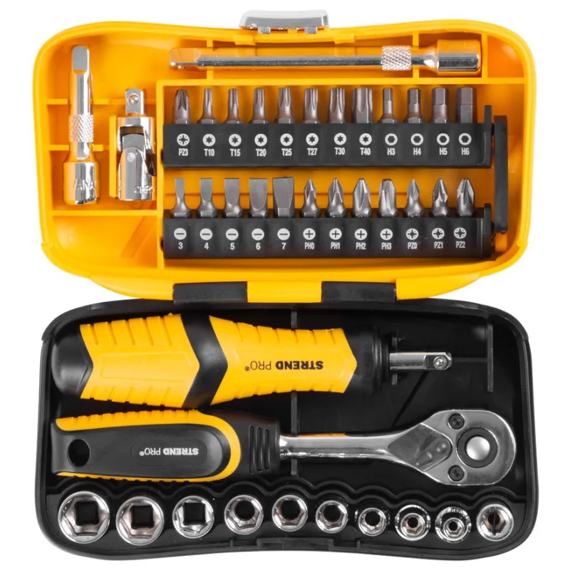 Sada náradia Strend Pro WT549, 39 dielna, bity, hlavice a 1/4" račňa