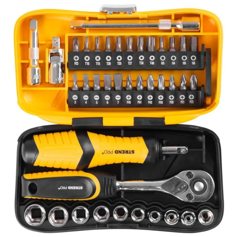 Sada náradia Strend Pro WT549, 39 dielna, bity, hlavice a 1/4" račňa