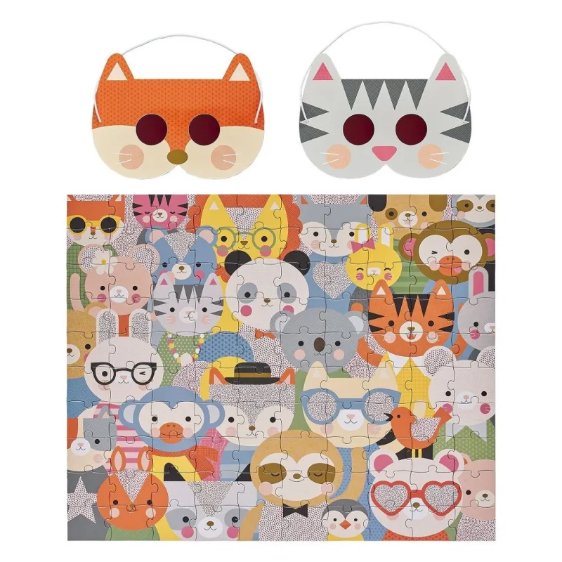 Petitcollage Puzzle zvieratká 100 ks s 3D okuliarmi