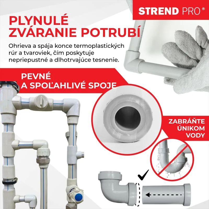 Polyfúzna zváračka Strend Pro PPR 63B, 1500 W, 20–63 mm, 14-dielna sada
