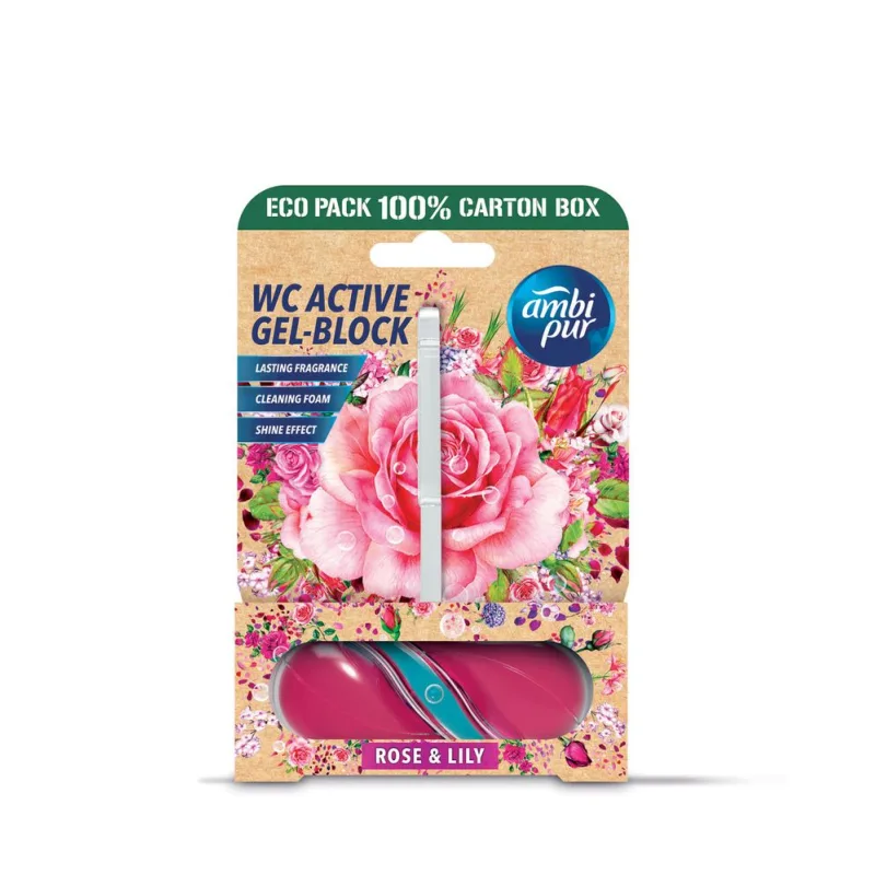 Ambipur WC Active gélový blok Ruže a ľalia 45 g