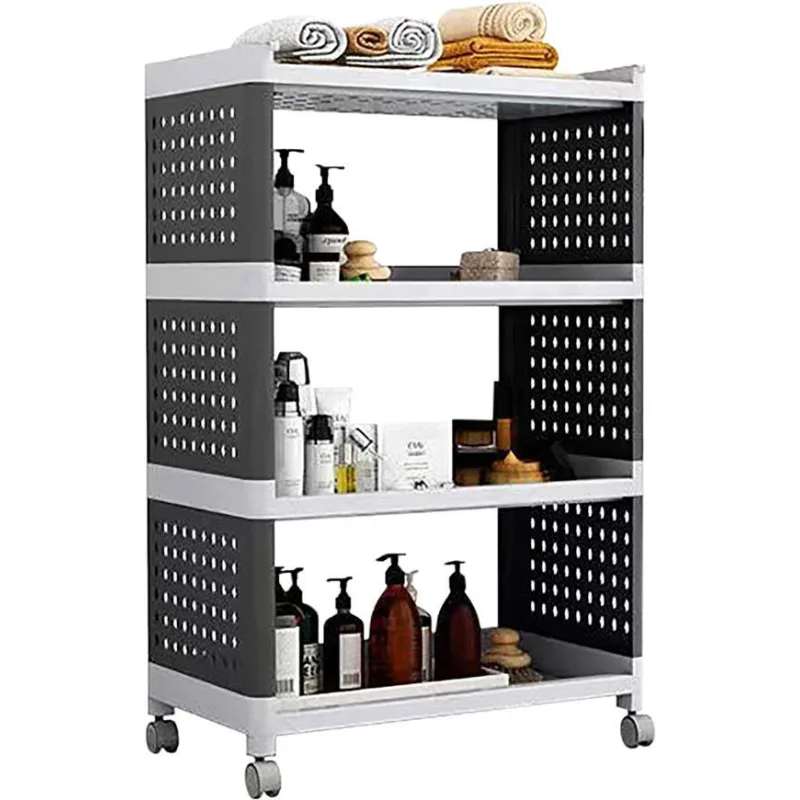 Regál MagicHome Rolly – plastový, 4 police, 49x29x75,5 cm, na kolieskach