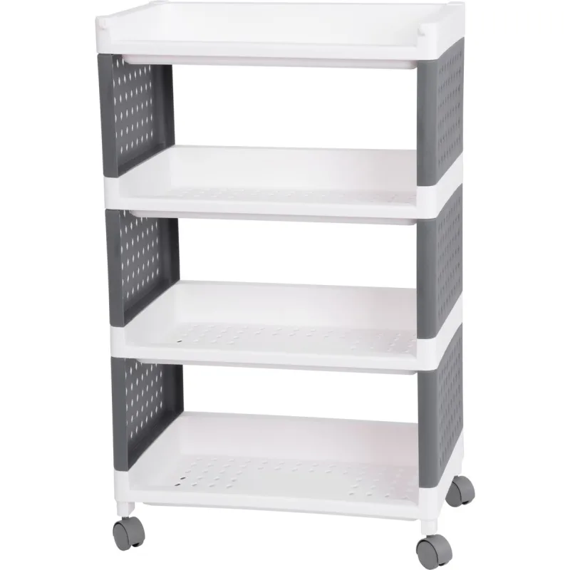 Regál MagicHome Rolly – plastový, 4 police, 49x29x75,5 cm, na kolieskach