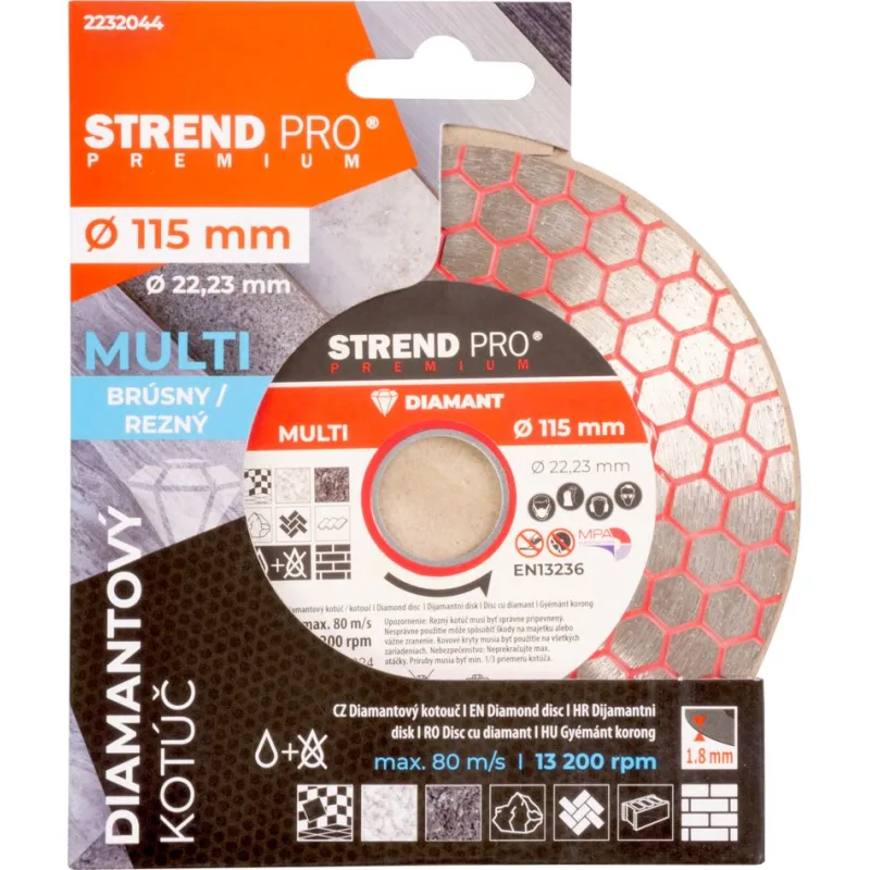 Diamantový kotúč Strend Pro Premium 115 mm, hexagonal, multi