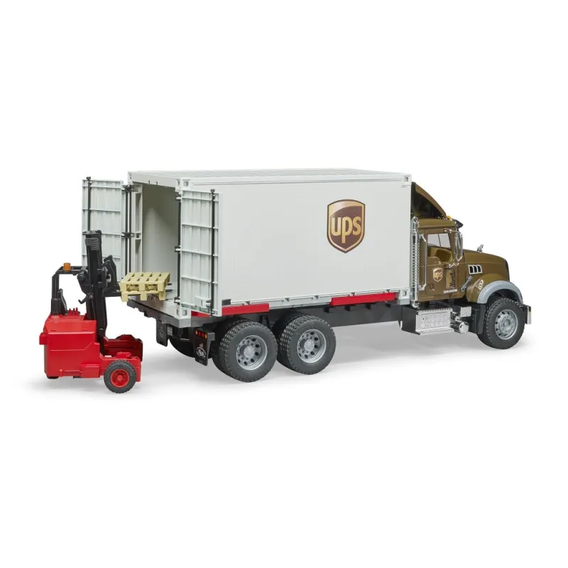 Bruder 2828 Nákladné auto Mack UPS s vysokozdvižným vozíkom
