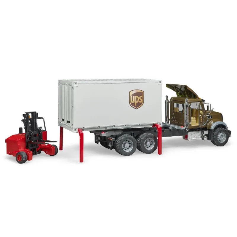 Bruder 2828 Nákladné auto Mack UPS s vysokozdvižným vozíkom