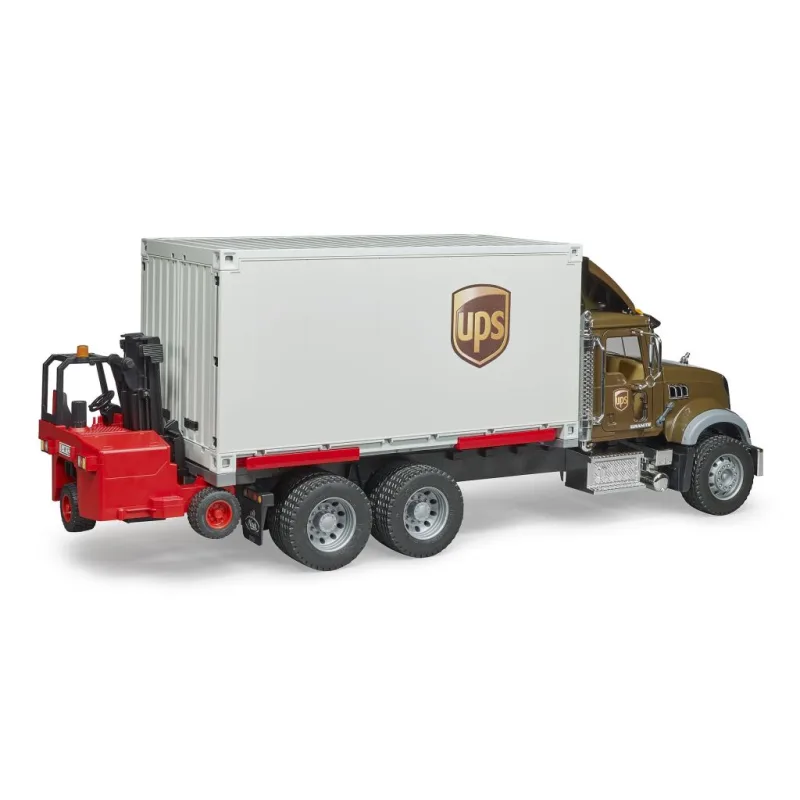 Bruder 2828 Nákladné auto Mack UPS s vysokozdvižným vozíkom