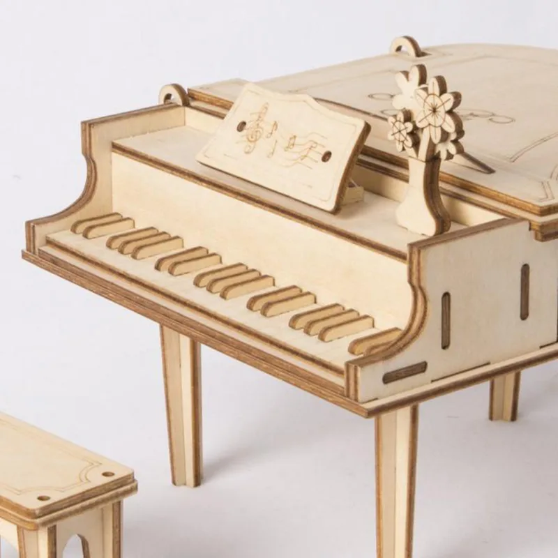 RoboTime Drevené 3D puzzle Veľké piano 74 ks