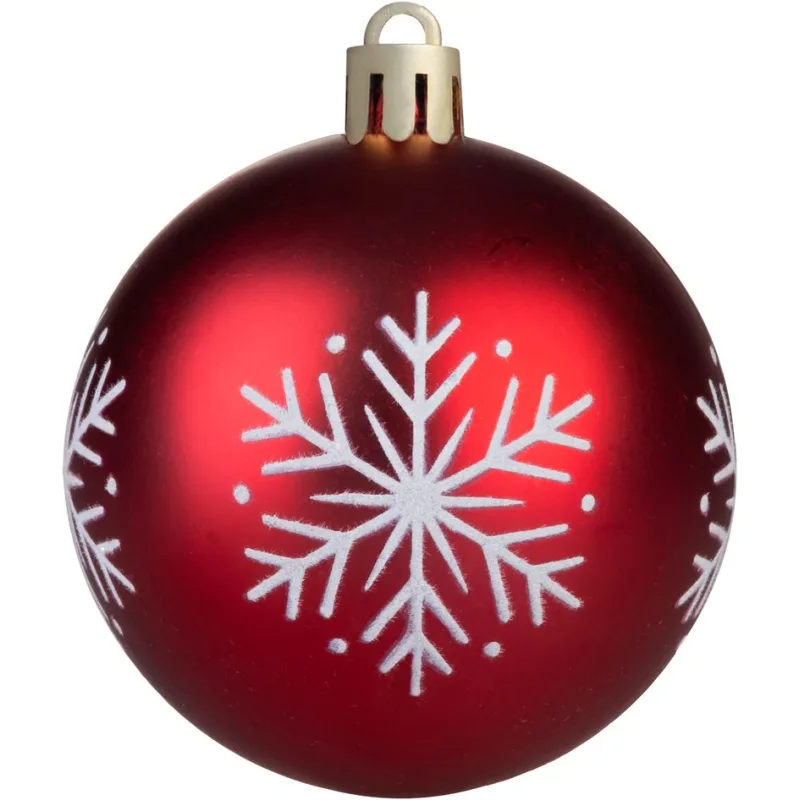 Vianočné gule MagicHome 12 ks, 6 cm, červené s bielym ornamentom