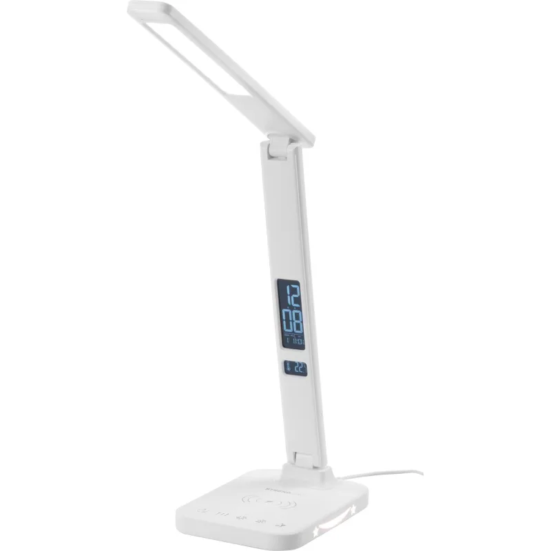 Lampa Strend Pro, stolná, LED, bezdrôtové nabíjanie, voľba intenzity svetla, s displejom, 12 V, 8 W, biela