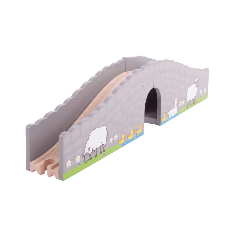 Bigjigs Rail Drevené vláčiky - Farmársky most s tunelom