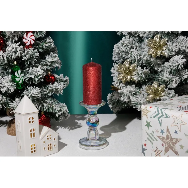 Stojan na sviečku MagicHome Vianoce, sklo, 8,5x14 cm