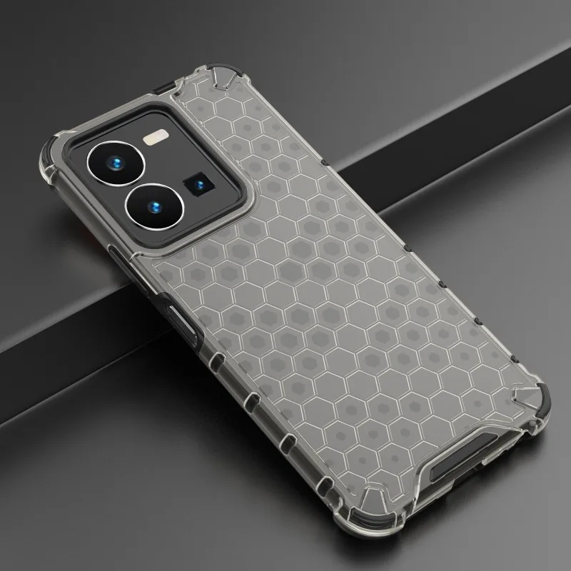 Soft Flex Odolné zadné puzdro Honeycomb pre Vivo Y35, Y22s Čierny Transparentný