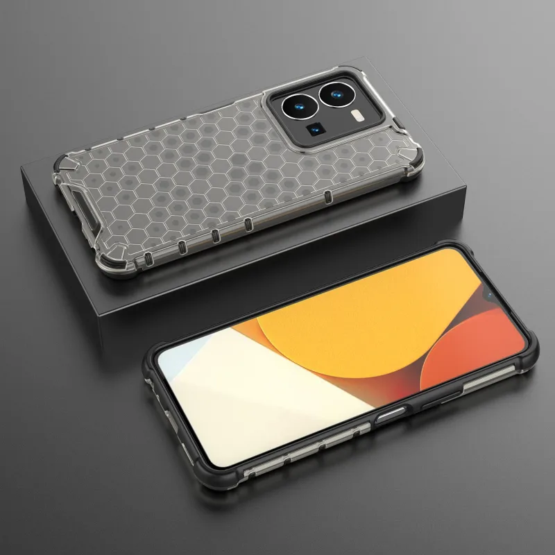 Soft Flex Odolné zadné puzdro Honeycomb pre Vivo Y35, Y22s Čierny Transparentný