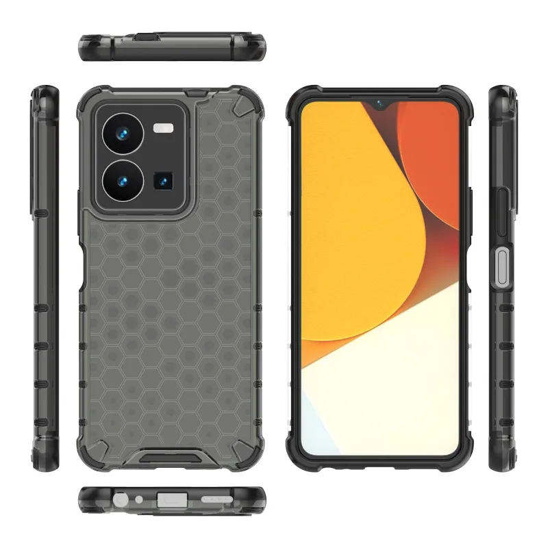 Soft Flex Odolné zadné puzdro Honeycomb pre Vivo Y35, Y22s Čierny Transparentný