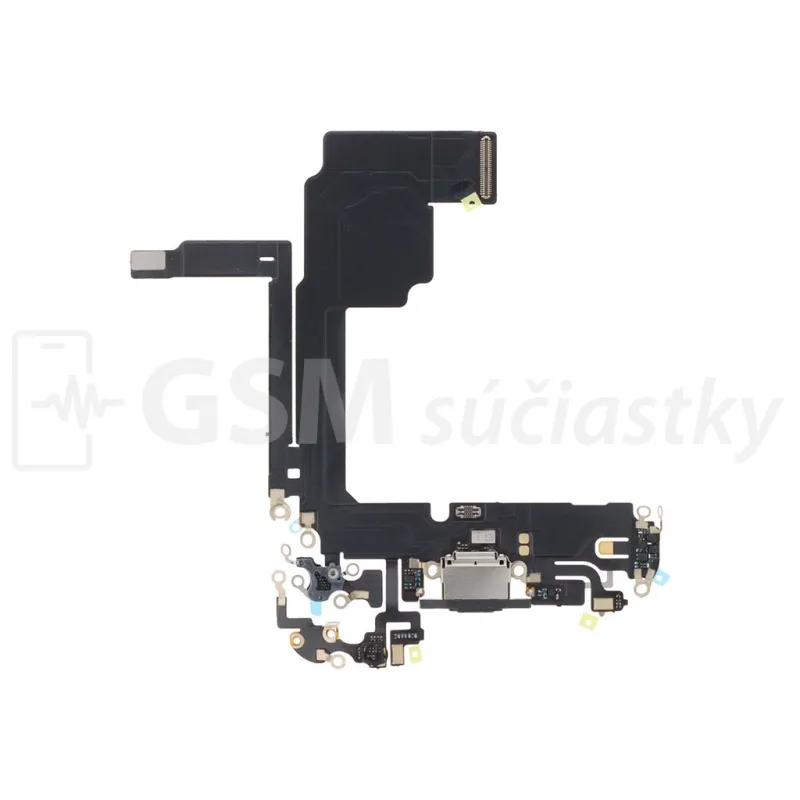 Flex kábel nabíjania iPhone 15 Pro - nabíjací konektor, mikrofón Farba: Čierna