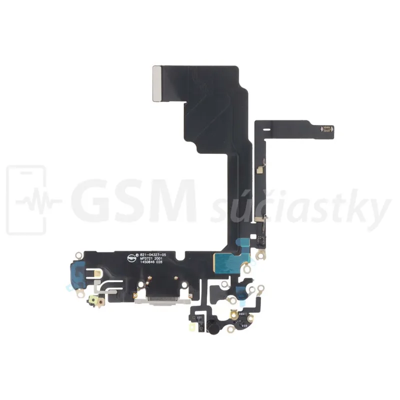 Flex kábel nabíjania iPhone 15 Pro - nabíjací konektor, mikrofón Farba: Čierna