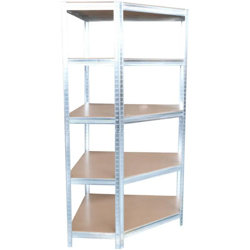 Regál Racks RAT80 – rohový, kovový, 5 políc, 180x90x40 cm, 150 kg/polica