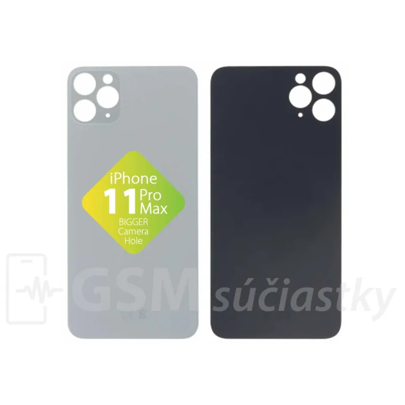 iPhone 11 Pro Max - Zadné sklo housingu Strieborné