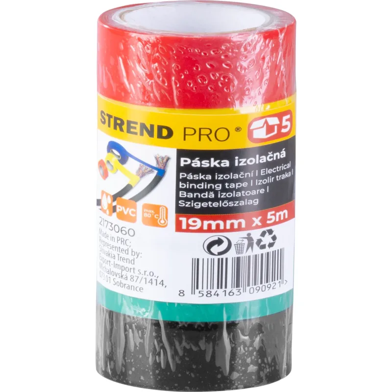 Izolačná páska 19 mm x 5 m, PVC, balenie 5 ks
