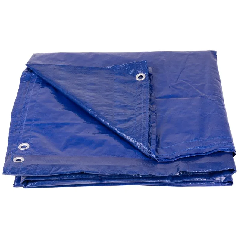 Nepremokavá krycia plachta Tarpaulin Poolco, 5,5 m, 120 g/m², modrá, okrúhla, s okami