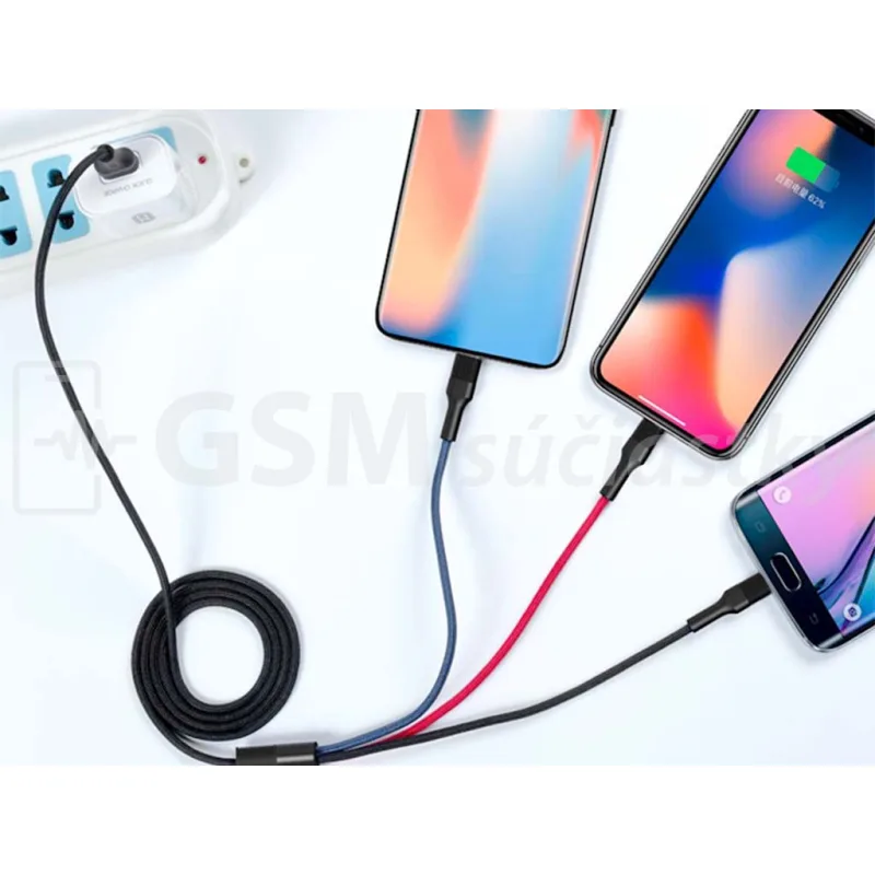 Univerzálny nabíjací a dátový kábel 3v1 Micro-USB, USB-C, Lighting - USB-A