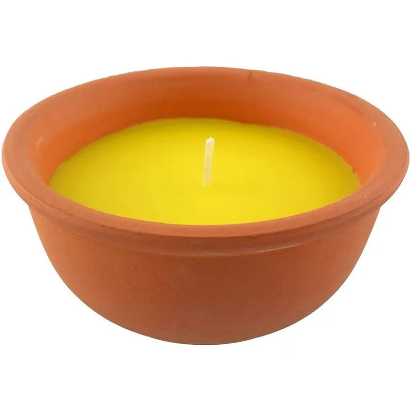 Sviečka Citronella, terakotová miska, 220 g, repelentná, 150x60 mm