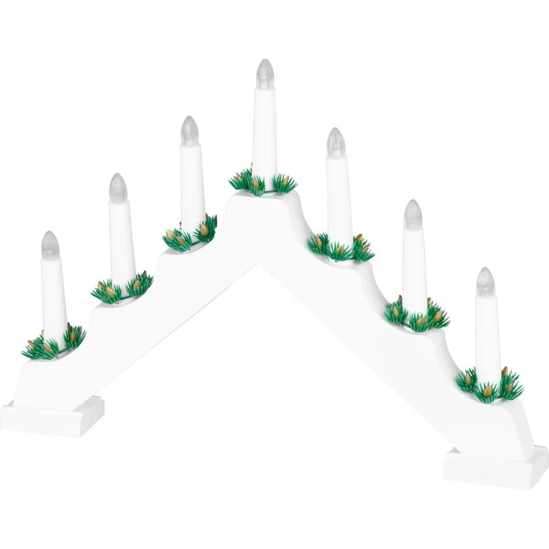 Svietnik MagicHome Vianoce, 7× LED, teplá biela, biely, 39×31 cm