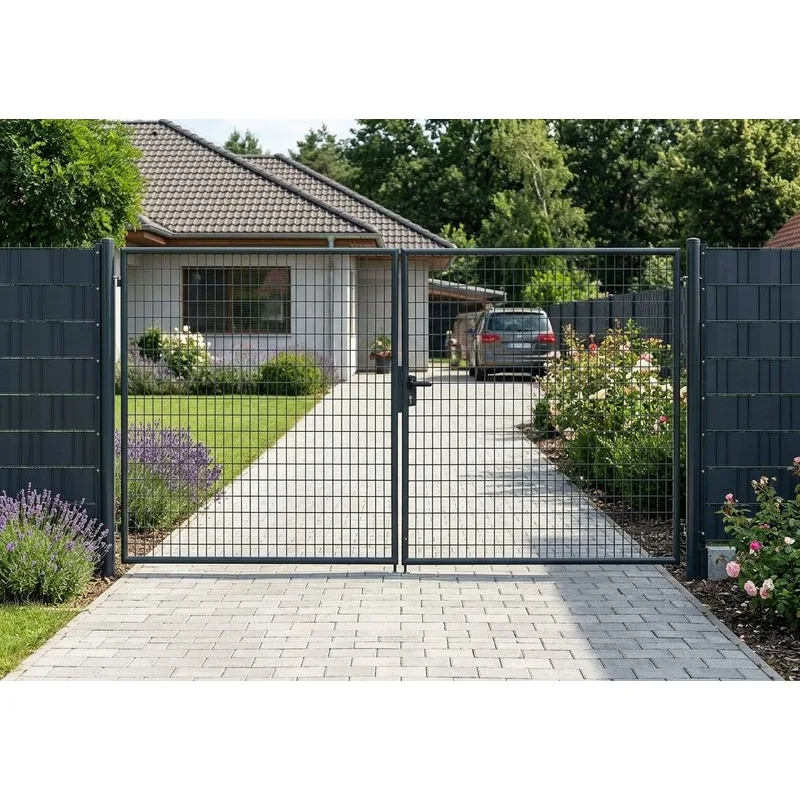 Brána 3580/1450/100x50 mm – dvojkrídlová záhradná brána, antracit