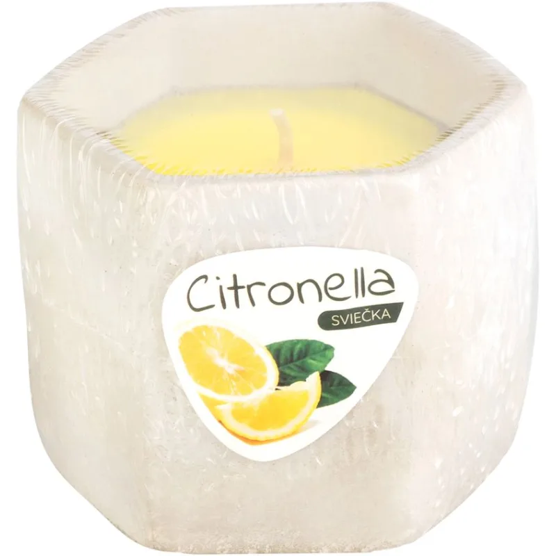 Sviečka Citronella, cementová nádoba, 85 g, repelentná, 90x75 mm