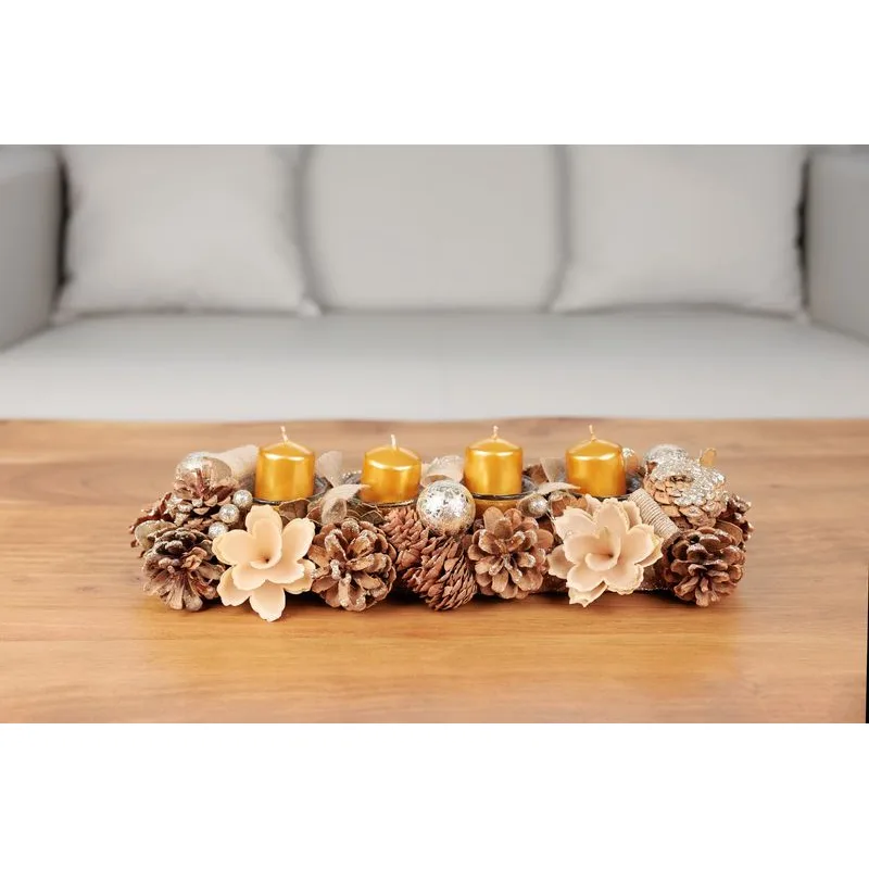 Adventné sviečky MagicHome, 4×6 cm, zlaté, metalický efekt, sada 4 ks