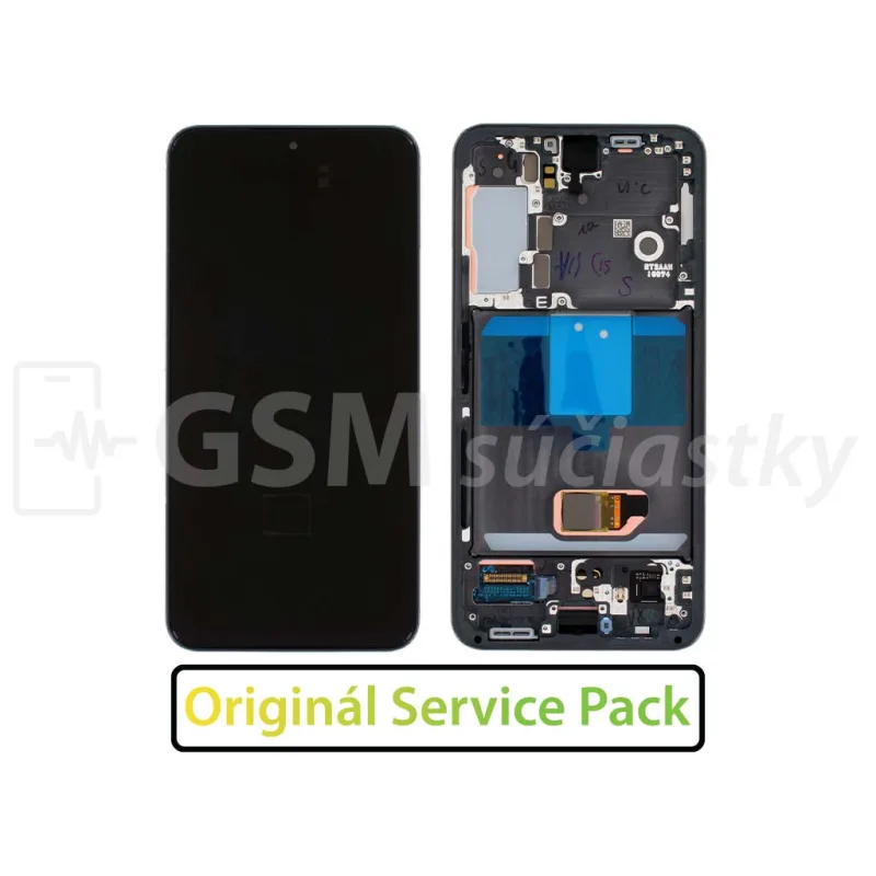 LCD Displej + Dotykové sklo + Rám Samsung Galaxy S22 - originál Farba: Phantom black
