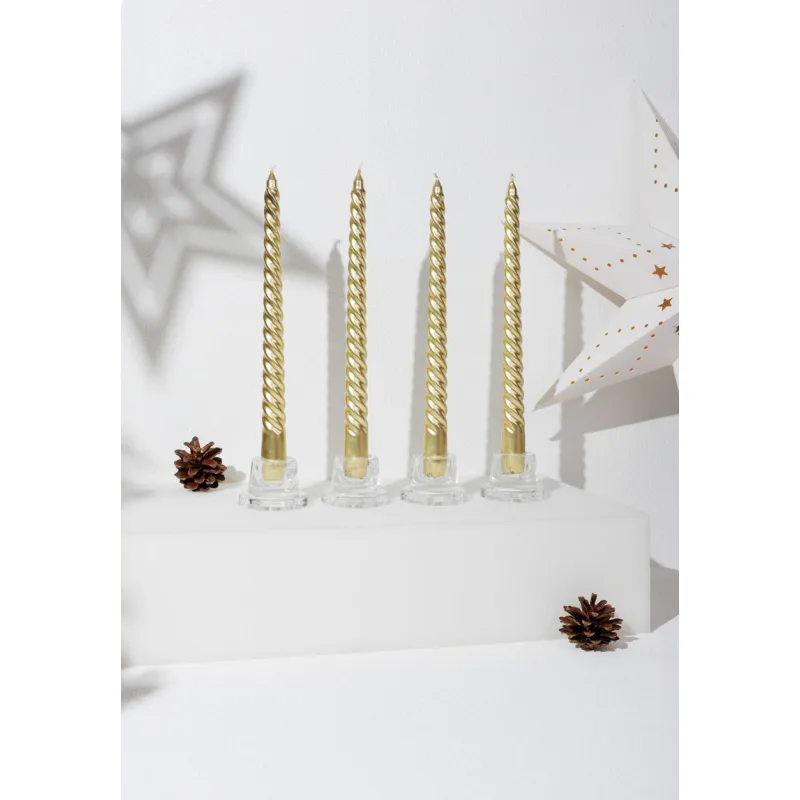 Zlaté špirálové sviečky MagicHome, 25 cm, balenie 4 ks