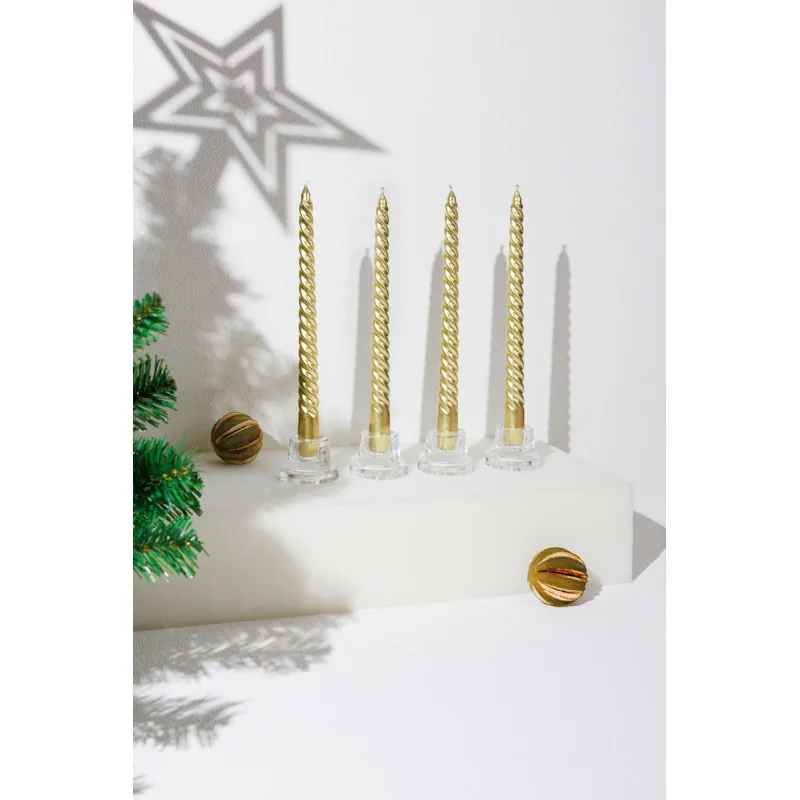 Zlaté špirálové sviečky MagicHome, 25 cm, balenie 4 ks