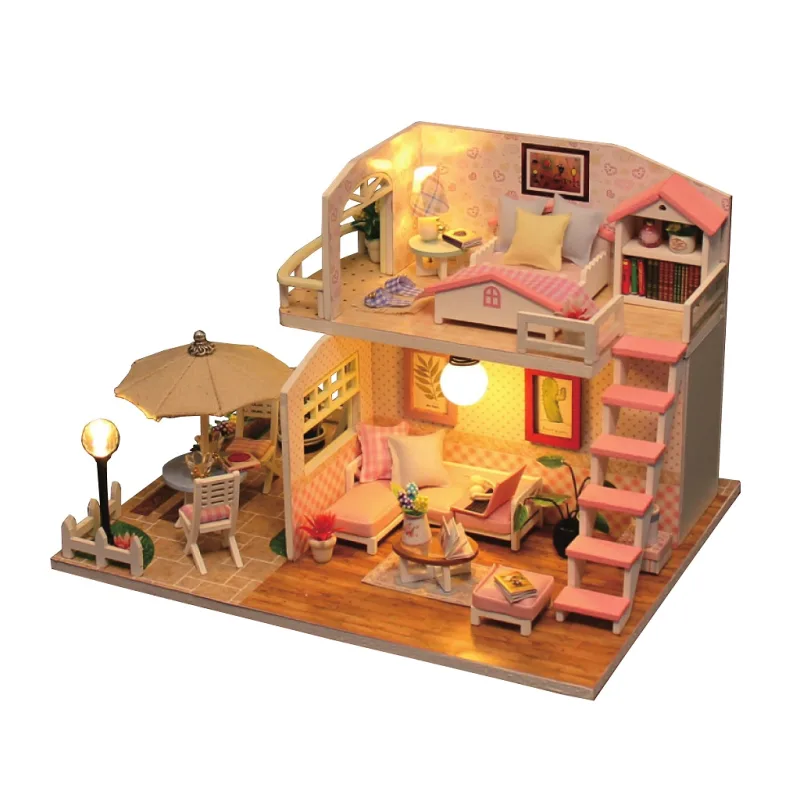 Dvěděti Miniatúra domčeka Ružový dom