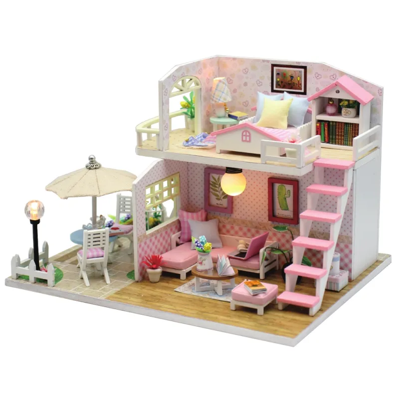 Dvěděti Miniatúra domčeka Ružový dom
