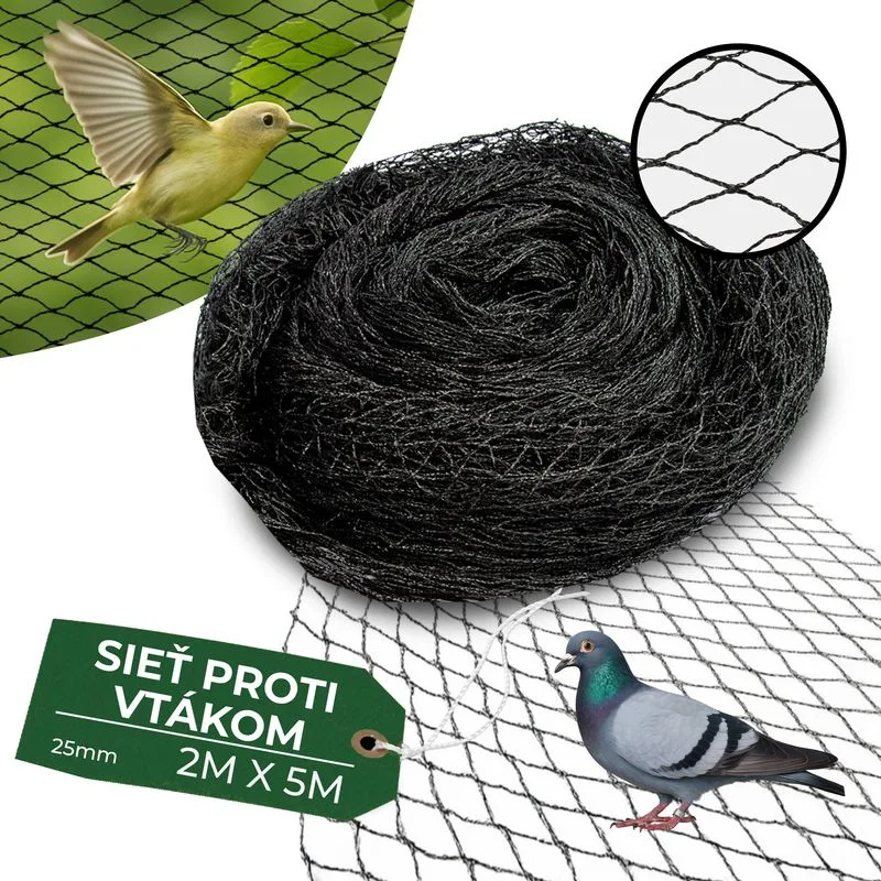 Sieť proti vtákom A1201, 2x5 m, oko 25 mm, PE