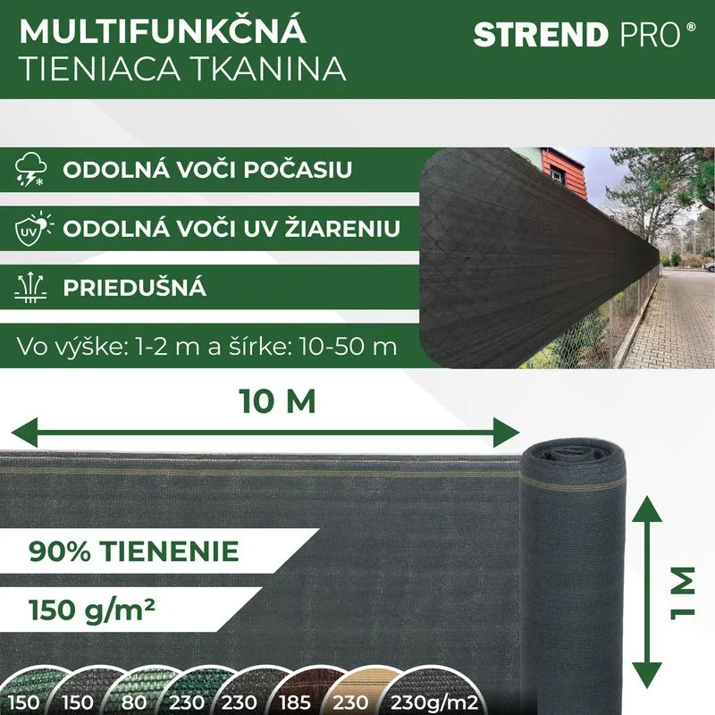 Tieniaca tkanina POPULAR.NET, 1x10 m, antracit, 90%
