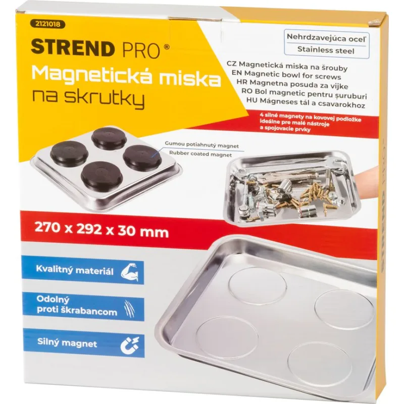 Miska Strend Pro magnetická, štvorcová, nerezová, 270×292 mm