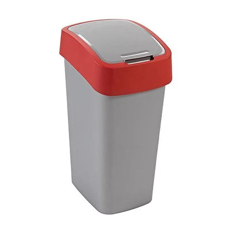 Kôš na odpadky Curver FLIP BIN 25L, šedostrieborný / červený