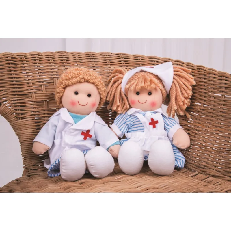 Bigjigs Toys Látková bábika Zdravotná sestrička Nancy - 28 cm