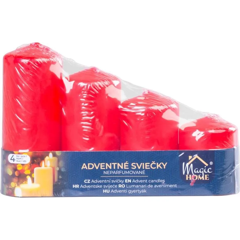 Adventné sviečky MagicHome, červené, 4 rôzne výšky