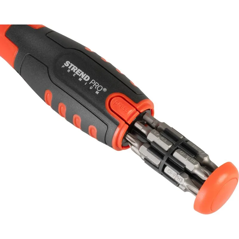 Skrutkovač Premium, sada, s 12 bitmi, torx + ploché + Philips