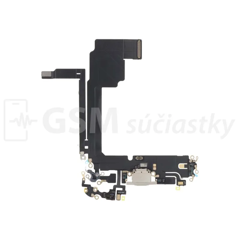 Flex kábel nabíjania iPhone 15 Pro Max - nabíjací konektor, mikrofón Farba: Biela