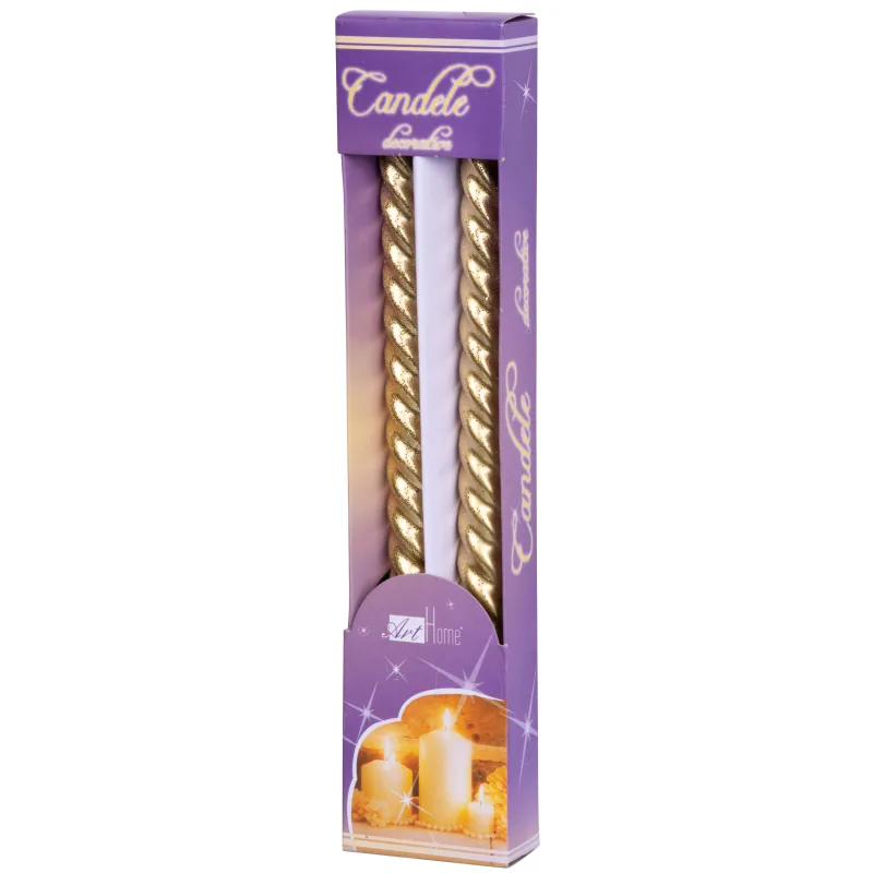 Sviečka MagicHome Vianoce, 25 cm, zlatá, špirálová, balenie 2 ks