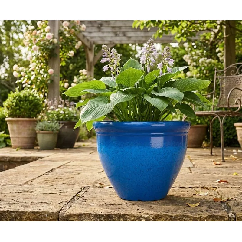 Modrý kvetináč Strend Pro, glazúra, 38 cm