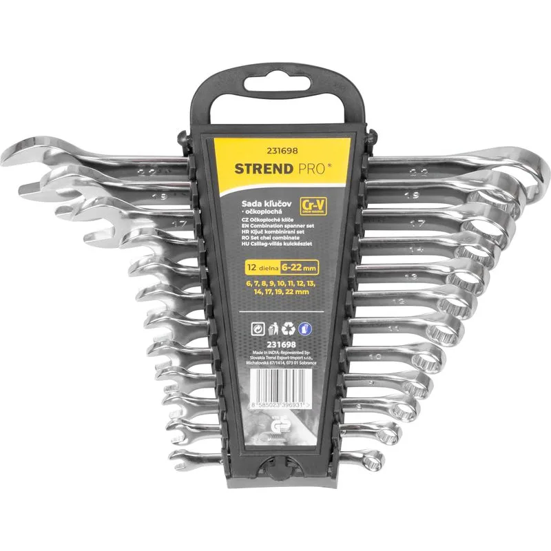 Sada očkoplochých kľúčov HR31584, 12 dielna, Cr-V, 6-22 mm